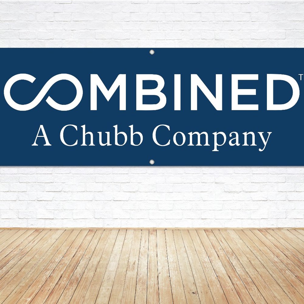 COMBINED Insurance A Chubb Company Logo 6ft Vinyl Banner Sign Office Broker Disp